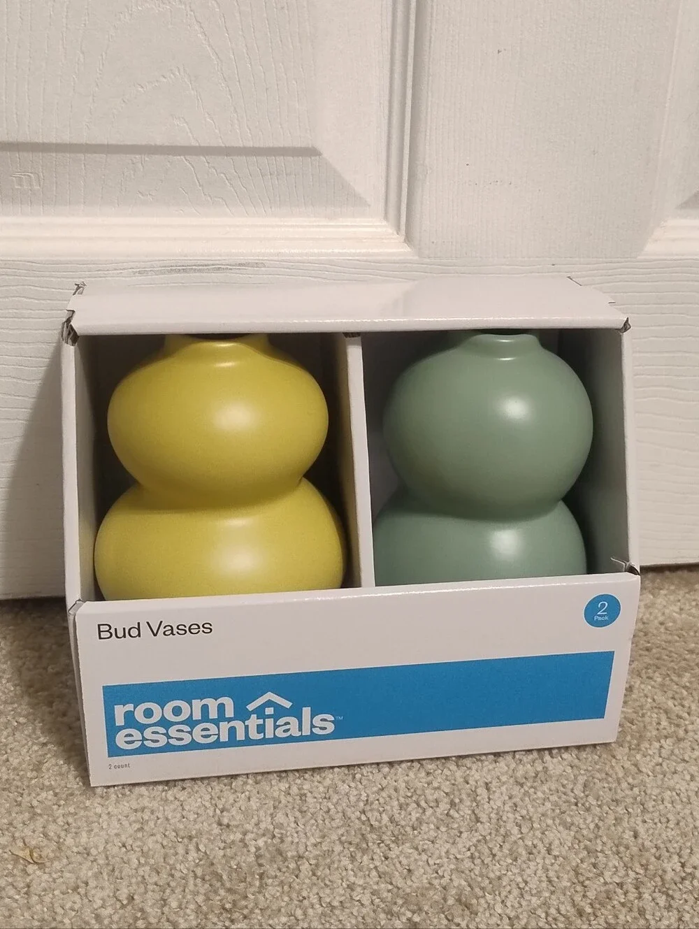 Room Essentials - Colorful Yellow And Mint gourd Style Ceramic Vases